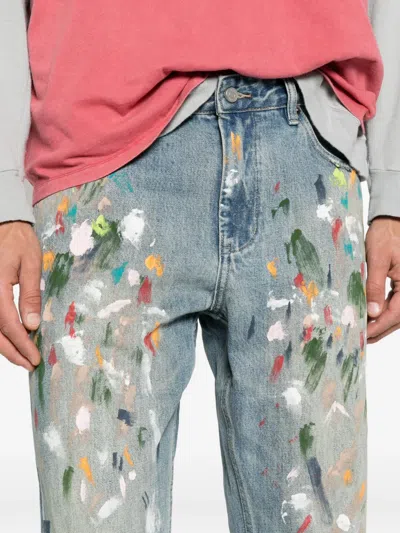 Found Paint-splatter Distressed Jeans In Blue
