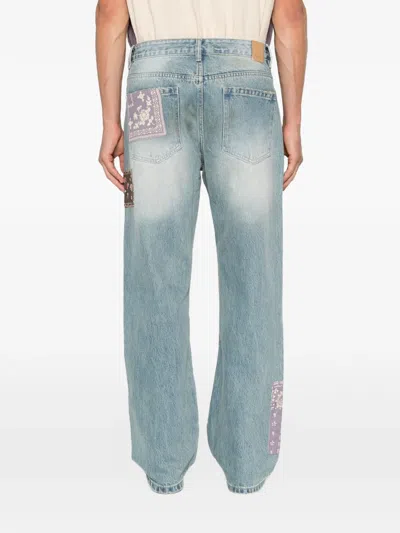 Found Patchwork Paint-splatter Jeans In Blue