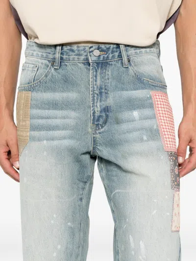 Found Patchwork Paint-splatter Jeans In Blue