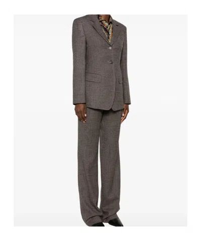 Etro Check-pattern Single-breasted Jacket In Brown