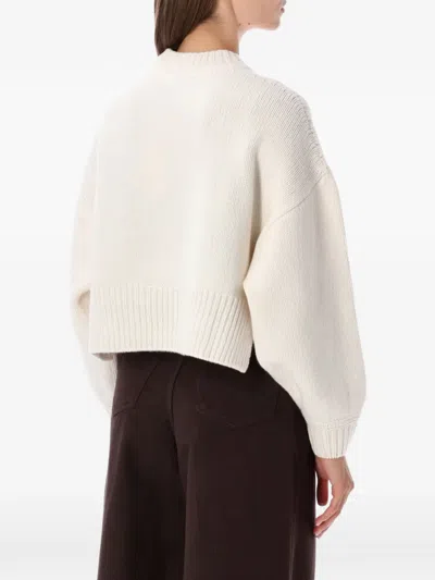 Sessun Cropped Ribbed Mock Neck Sweater In White
