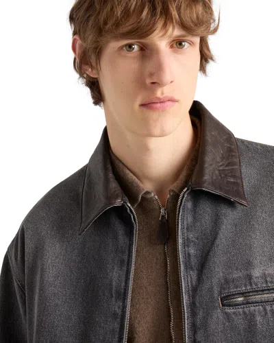 Prada Blousonjacke Aus Schwarzem Denim In Blue