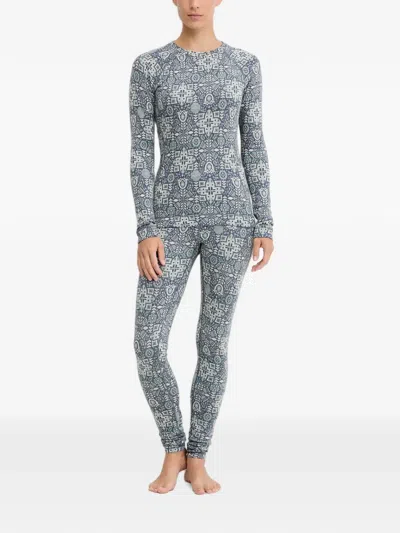 Smartwool Geometric-pattern Base Layer Leggings In Blue