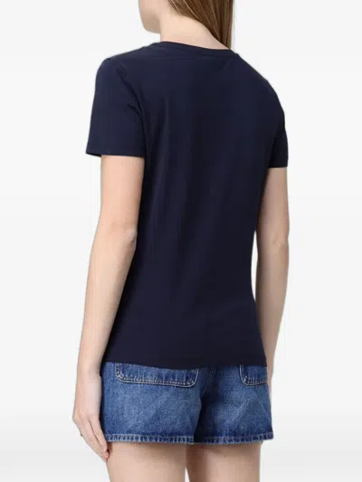 Ea7 Palm Tree-print T-shirt In Blue