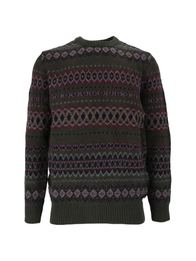 Barbour Case Fair Isle Wool Sweater Shadow In Green