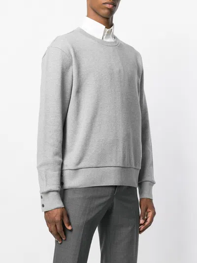 Thom Browne Center-back Stripe Jersey Pullover In Gray