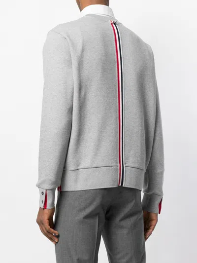 Thom Browne Center-back Stripe Jersey Pullover In Gray