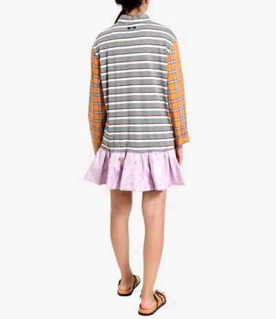 Msgm Dresses Grey+orange+white In Multi