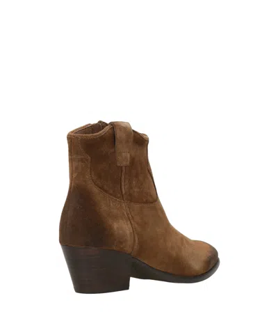 Ash Fame Suede Ankle Boots In Brown