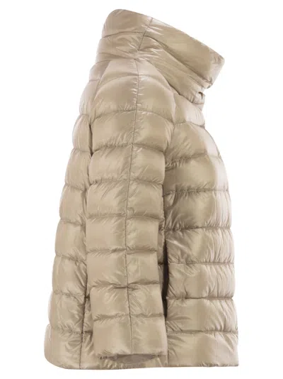 Herno Chantilly Polyamide Down Feather Jacket In Neutral