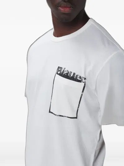 Blauer Graphic-print Chest-pocket T-shirt In White