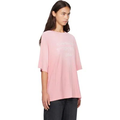Acne Studios Pink Sprayed Logo T-shirt In Pink