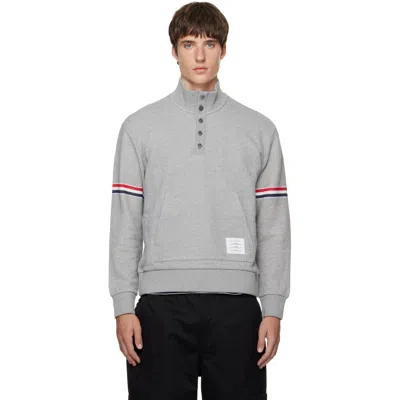 Thom Browne Rwb Engineered Stripe Loopback Sweatshirt In Gray