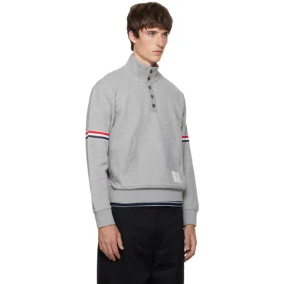 Thom Browne Rwb Engineered Stripe Loopback Sweatshirt In Gray