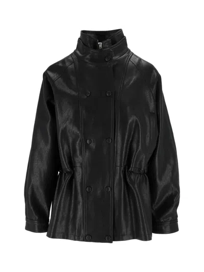 Eleh Double-breasted Oversized Jacket In Black
