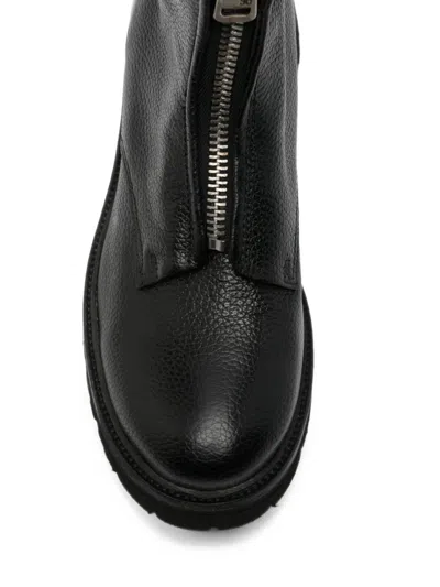 As98 Front-zip Leather Boots In Black