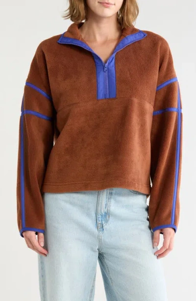 Thread & Supply Soft Faux Shearling Half-zip Pullover In Neutral