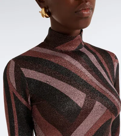 Pucci Printed Stretch-jersey Turtleneck Top In Brown