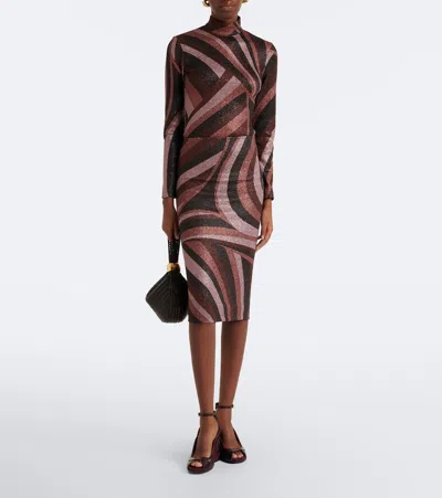 Pucci Printed Stretch-jersey Turtleneck Top In Brown