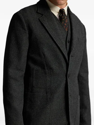Rrl Herringbone-pattern Single-breasted Blazer In Black