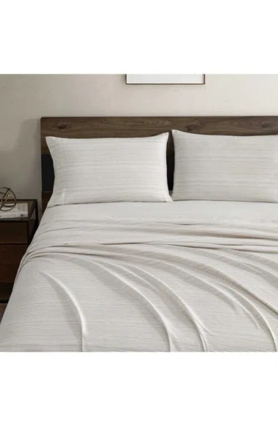 Kenneth Cole Textured Stripe Microfiber Sheet Set In White