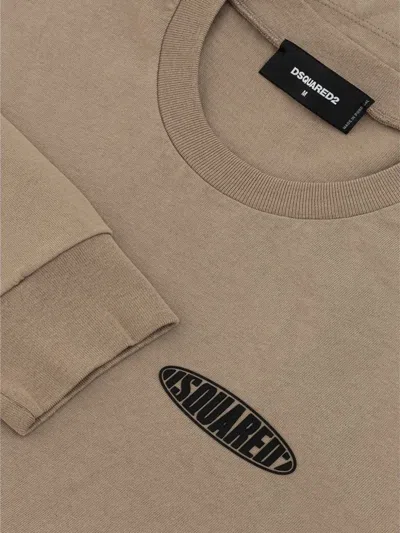 Dsquared2 Logo-print Kangaroo-pocket T-shirt In Brown