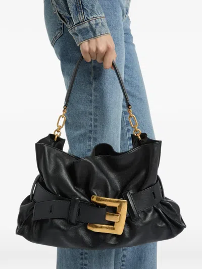 Balmain Medium Anthem Bag In Smooth Leather In Black