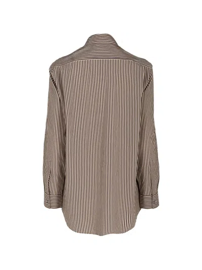 Agolde Aris Stripe Button Front Shirt In Neutral