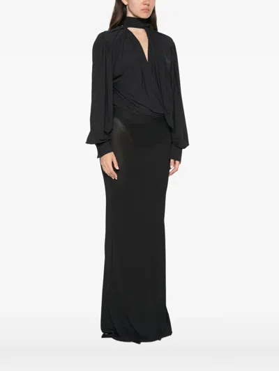 Amazuìn Keila Draped Wrap-style Body Suit In Black