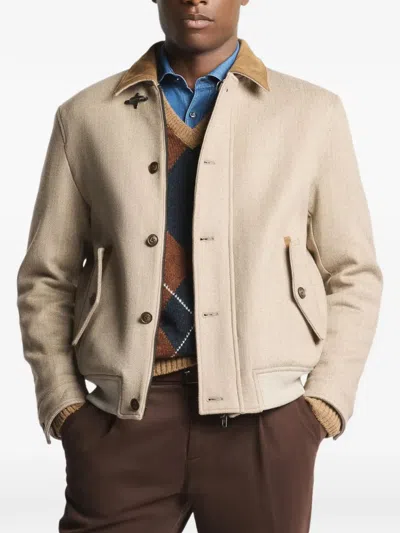 Fay Driving Bomber Jacket In Brown