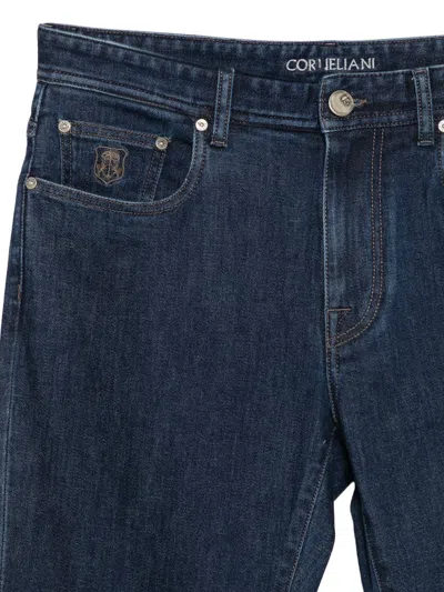 Corneliani Logo-patch Jeans In Blue