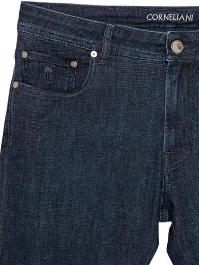 Corneliani Logo-patch Jeans In Blue