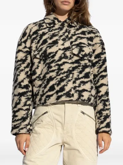 Isabel Marant Abstract-pattern Cropped Jacket In Black