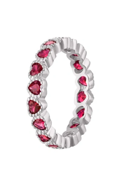 Fzn Created Ruby Heart Eternity Ring In Ruby