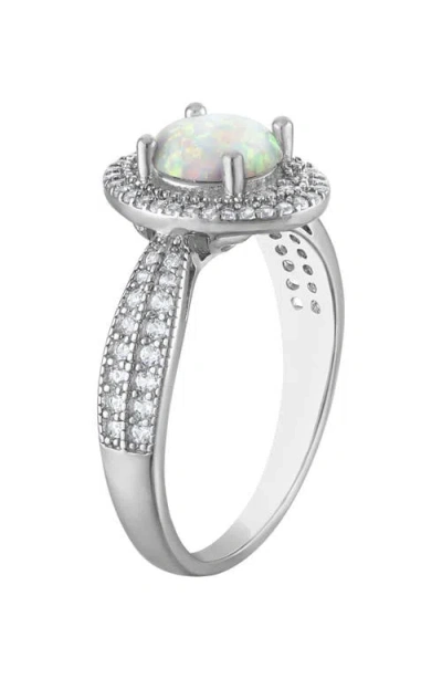 Fzn Lab Created Opal Halo Ring In White