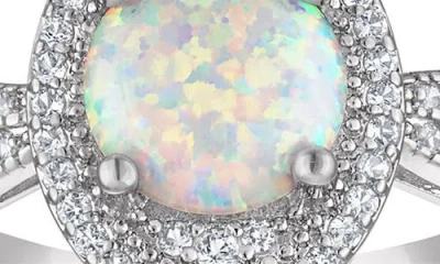 Fzn Lab Created Opal Halo Ring In White