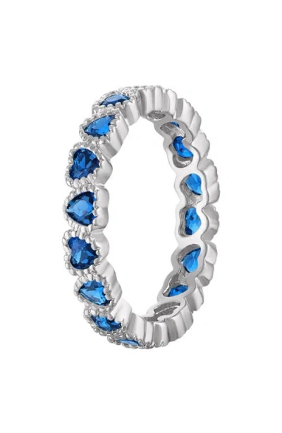 Fzn Created Ruby Heart Eternity Ring In Sapphire