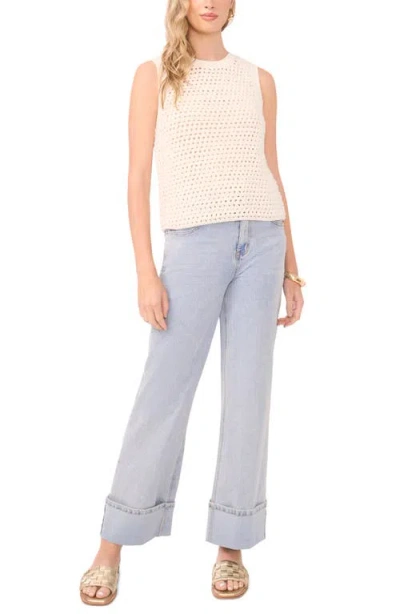 1.state Openwork Crewneck Tank In Neutral