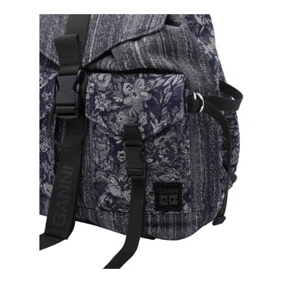 Ganni Patterned Backpack In Black