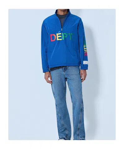 Gallery Dept. Wave Logo-print Shell Half-zip Jacket In Blue