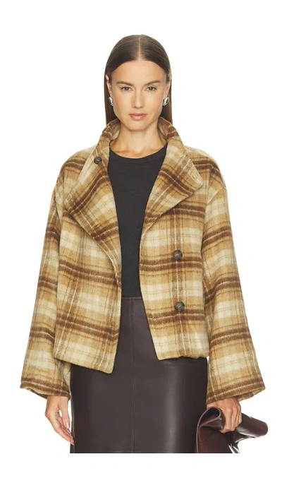 Sanctuary Avery Asymmetrical Jacket In Dark Bone Plaid
