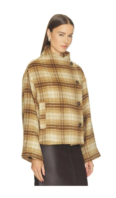 Sanctuary Avery Asymmetrical Jacket In Dark Bone Plaid
