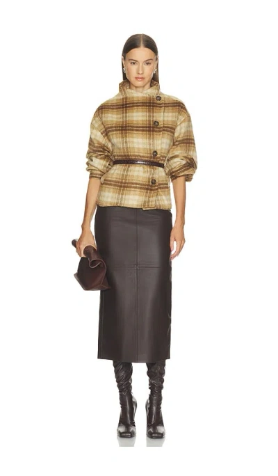 Sanctuary Avery Asymmetrical Jacket In Dark Bone Plaid