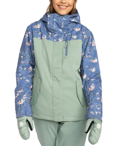 Roxy Jetty Water Repellent Hooded Technical Snow Jacket In Blue
