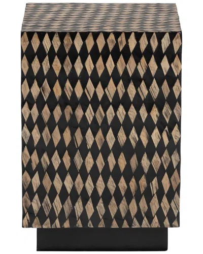 Baxton Studio Paulo Decorative End Table With Bamboo Diamond Pattern In Brown