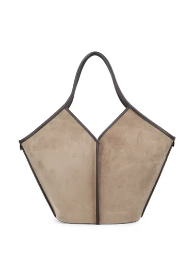 CALELLA SUEDE CONTRAST-TRIM TOTE BAG