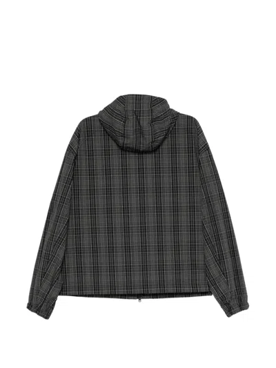 Juunj Check-pattern Hooded Jacket In Black