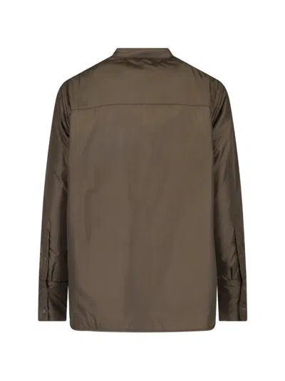 Aspesi Green Button-up Technical Fabric Jacket In Brown