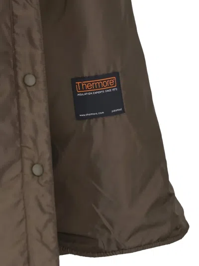 Aspesi Green Button-up Technical Fabric Jacket In Brown