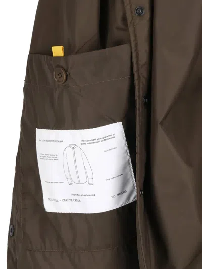 Aspesi Green Button-up Technical Fabric Jacket In Brown